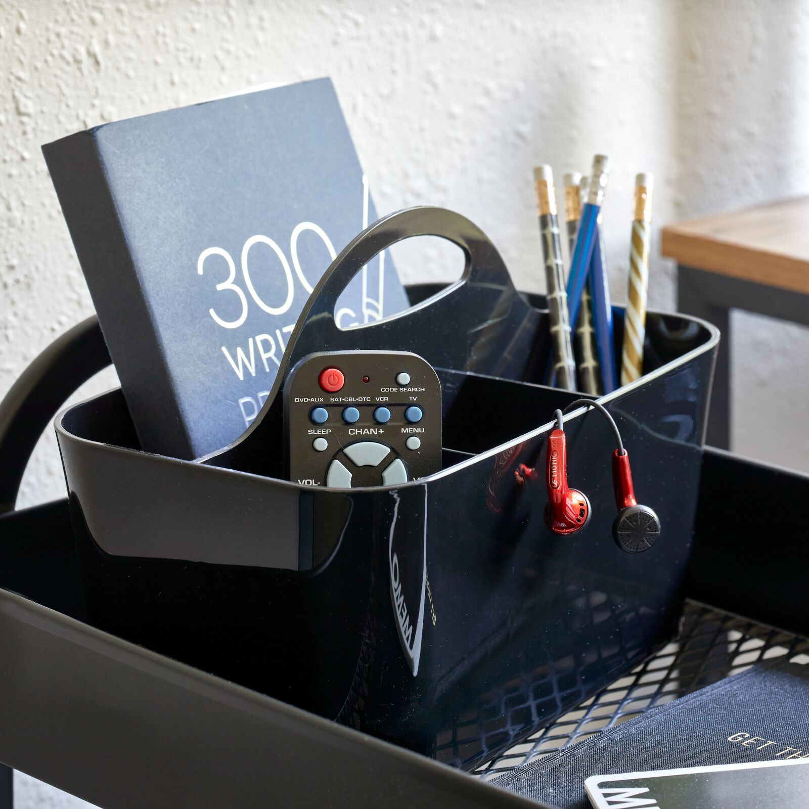 mDesign Storage Caddy Tote for Desktop Office Supplies, Small, 4 Pack